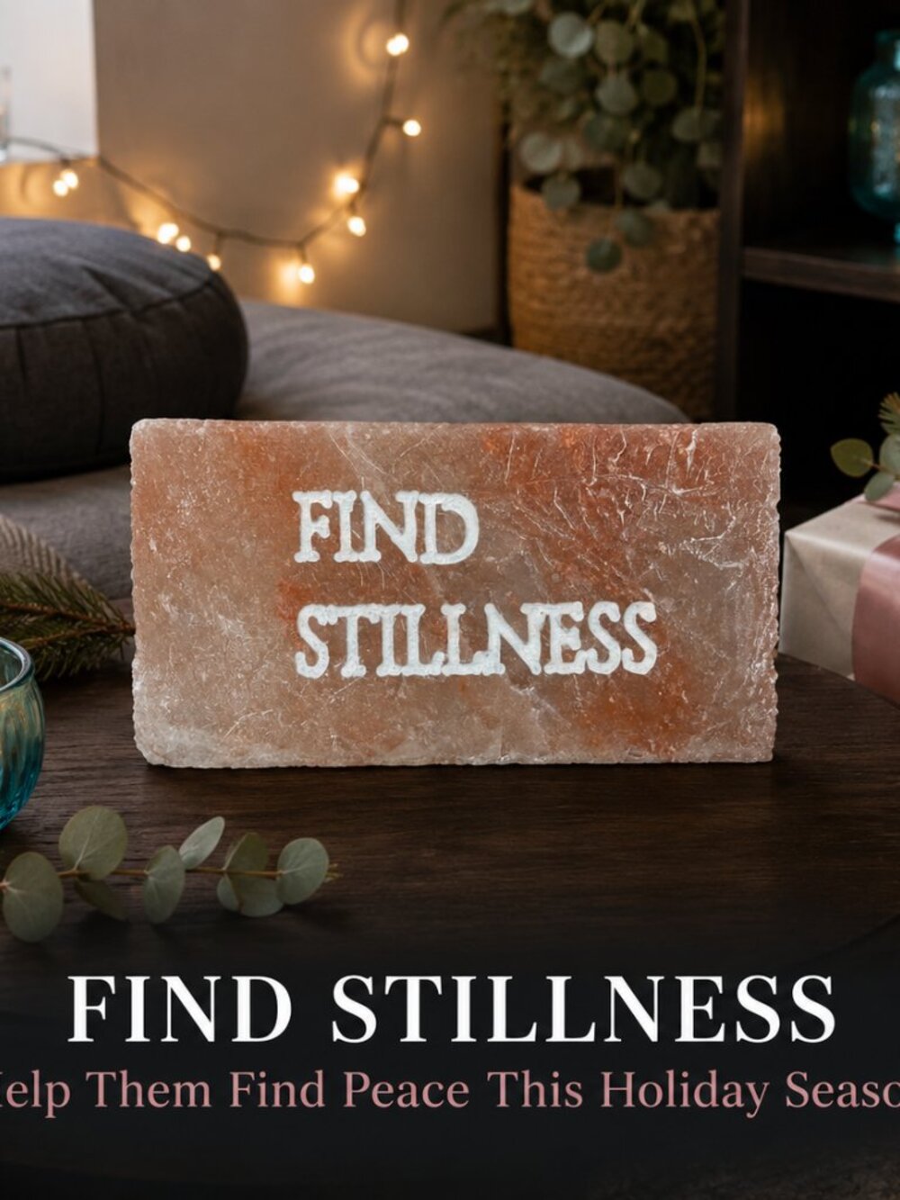 MindfulSalt Find Stillness Engraved Natural Salt Tile Meditation Spa Gift NWT